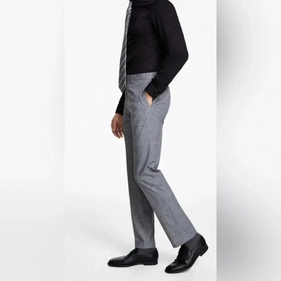 Calvin Klein Men's Blue/Gray 100% Cotton Micro Striped Career Trousers 34x32 EUC - Picture 1 of 12